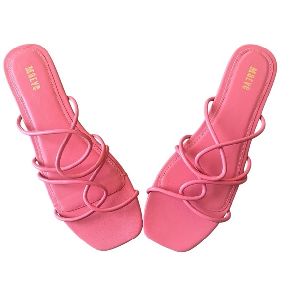 Maeve Anthropologie Pink Strappy Slide Flat Sandals Size 9 Summer NWOT Coastal - Picture 2 of 9